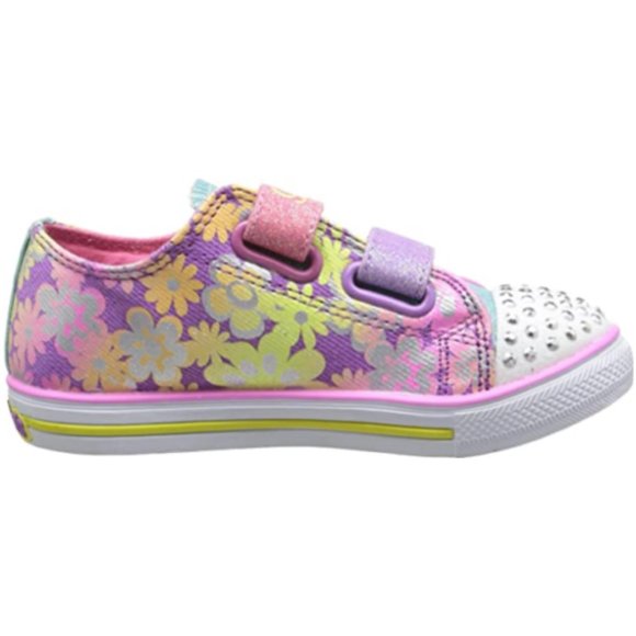 NEW Skechers Baby Twinkle Toes Glint Gleam Light Up Glitter Stud Pastel Rainbow - Picture 2 of 7